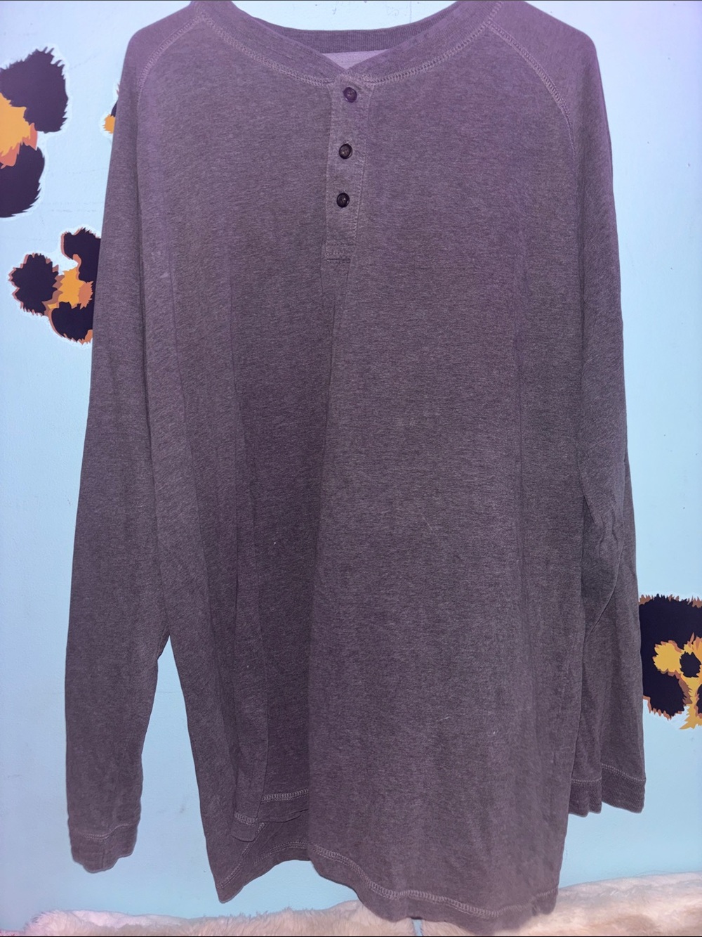 XXLT St. John's Bay Men's Long-Sleeve Henley in Charcoal